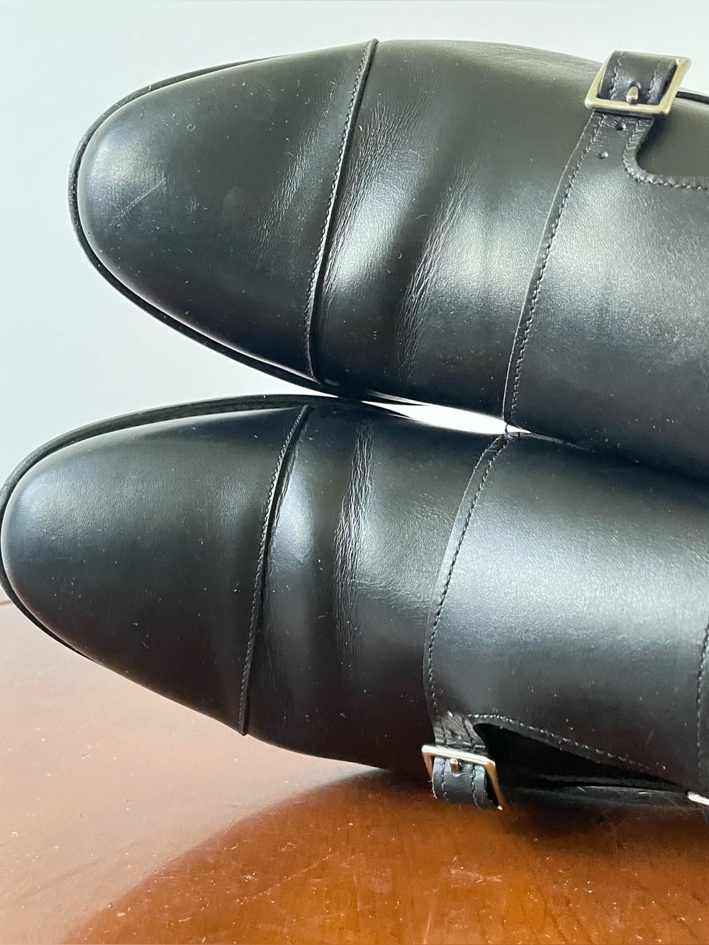 Allen Edmonds Mora Black Leather Double Monk Strap Dress Shoes | US 9.5 - Picture 5 of 8